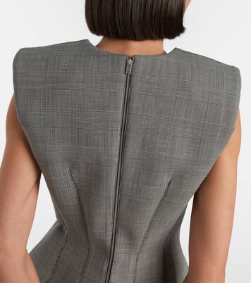 威尔士亲王格纹羊毛混纺迷你连衣裙 | Mugler