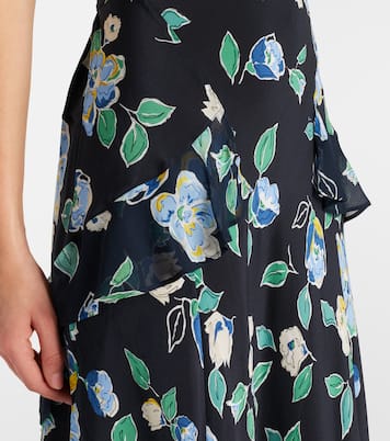 Kimmie floral ruffled silk midi dress | Rixo