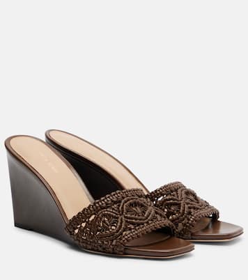 Ellen macramé leather wedge mules | Veronica Beard