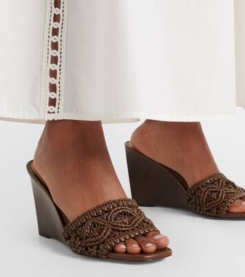 Ellen macramé leather wedge mules | Veronica Beard
