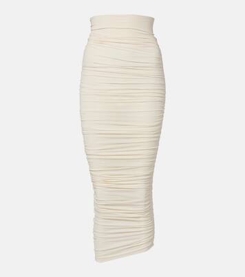 Draped sheer high-rise midi skirt  | Wolford