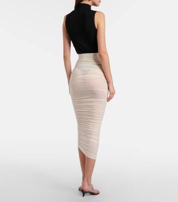 Draped sheer high-rise midi skirt  | Wolford