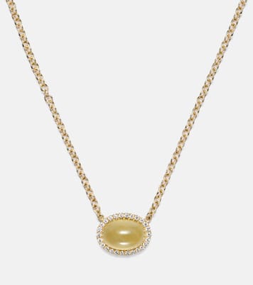 Bermuda Grass 18kt gold chain necklace with beryl and diamonds | Octavia Elizabeth