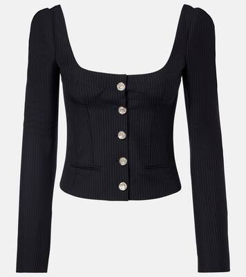 Chalk stripe wool and mohair bustier top | McQueen
