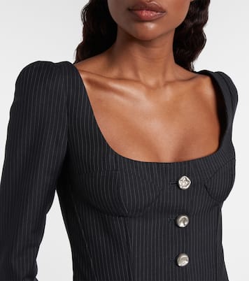 Chalk stripe wool and mohair bustier top | McQueen