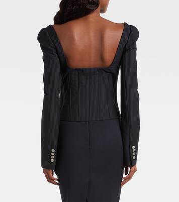 Chalk stripe wool and mohair bustier top | McQueen