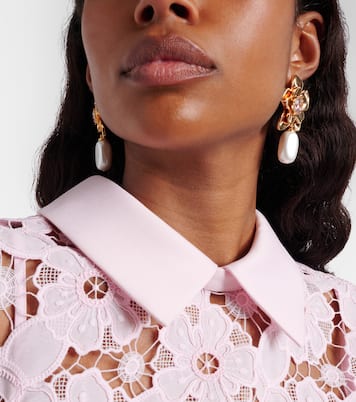 Flower embellished drop earrings | Self-Portrait