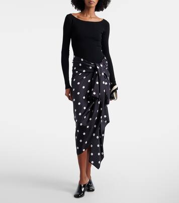 Falda envolvente de satén de seda con lunares | Sportmax