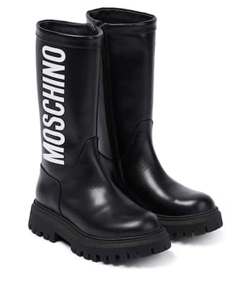 Stivali in pelle con logo | Moschino Kids