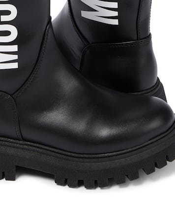 Stivali in pelle con logo | Moschino Kids