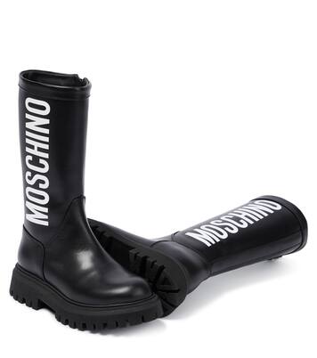 Stivali in pelle con logo | Moschino Kids