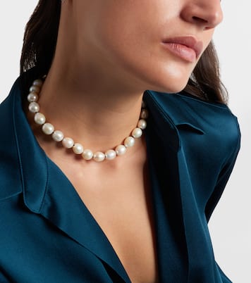 Deco Collar sterling silver necklace with pearls | Sophie Buhai