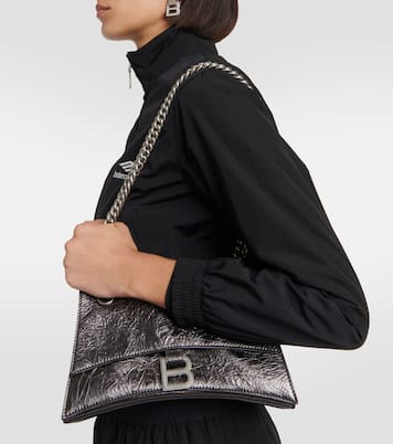 Schultertasche Crush Small aus Metallic-Leder | Balenciaga