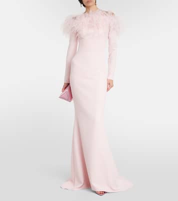 Off-Shoulder-Robe mit Federn | Safiyaa