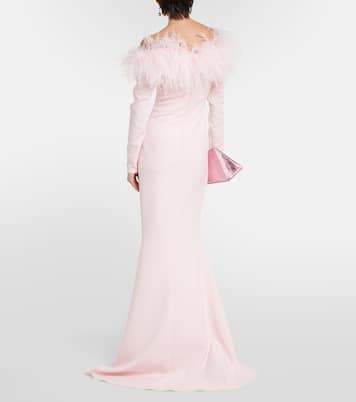 Off-Shoulder-Robe mit Federn | Safiyaa