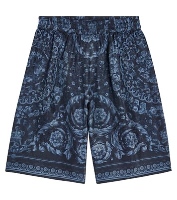 Barocco silk twill shorts | Versace Kids