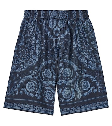 Barocco silk twill shorts | Versace Kids