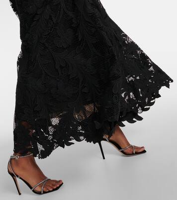 Robe longue Marbled Carnation en dentelle  | Oscar de la Renta