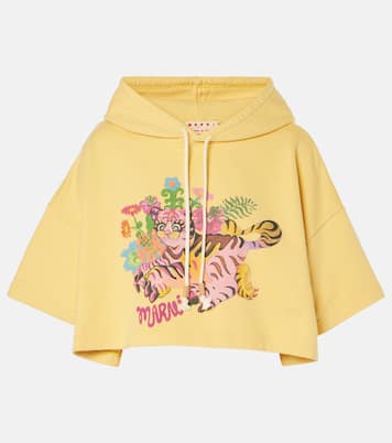Felpa cropped in cotone con stampa | Marni