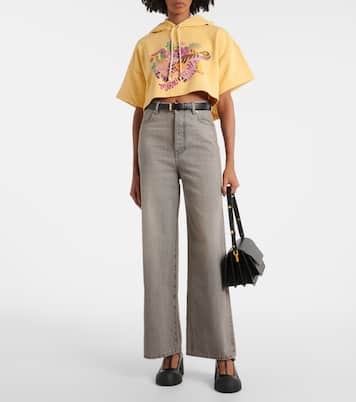 Felpa cropped in cotone con stampa | Marni
