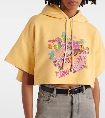 Felpa cropped in cotone con stampa | Marni