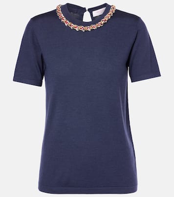 T-shirt in maglia di lana e seta   | Carolina Herrera