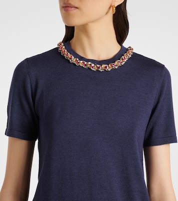 T-shirt in maglia di lana e seta   | Carolina Herrera