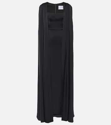 Caped satin crêpe gown | Alex Perry