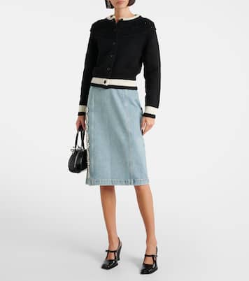 Falda midi de denim con cristales | Xu Zhi