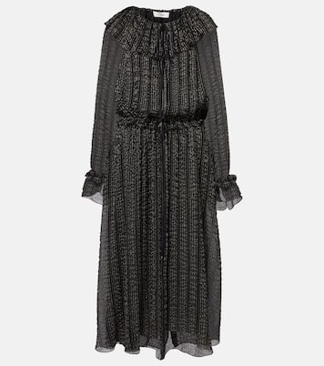 Ruffled gathered silk-blend gown | Chloé