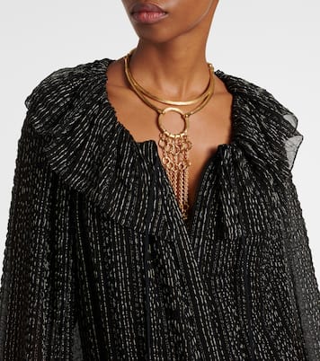Ruffled gathered silk-blend gown | Chloé