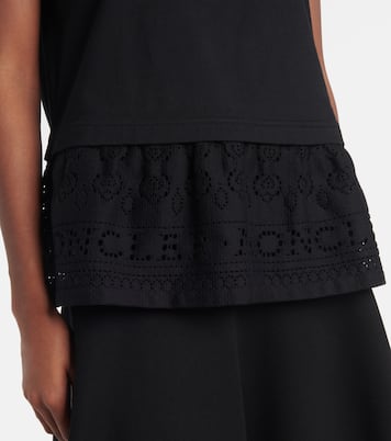 T-shirt in cotone con pizzo | Moncler