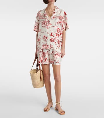 Zurich printed silk twill shorts | Asceno