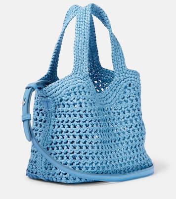 Leather-trimmed raffia basket bag | Tod's