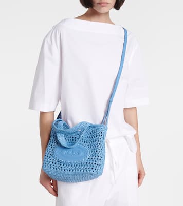 Leather-trimmed raffia basket bag | Tod's