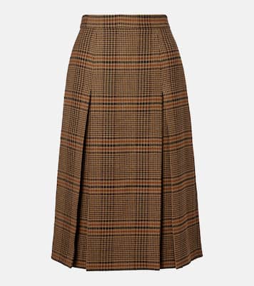 Prince of Wales wool midi skirt | Saint Laurent