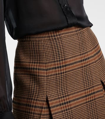 Prince of Wales wool midi skirt | Saint Laurent