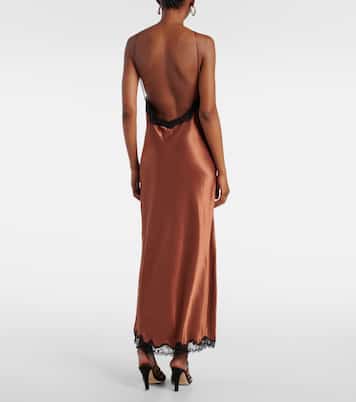 Harlan lace-trimmed satin midi dress | Rixo