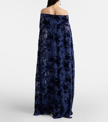 Caped off-shoulder jacquard maxi dress | Rodarte