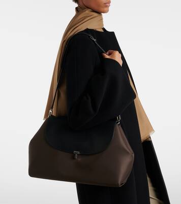 T-Lock Medium leather-trimmed shoulder bag | Toteme