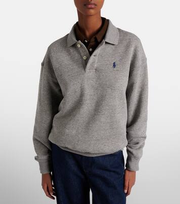 Logo cotton-blend fleece polo sweatshirt | Polo Ralph Lauren