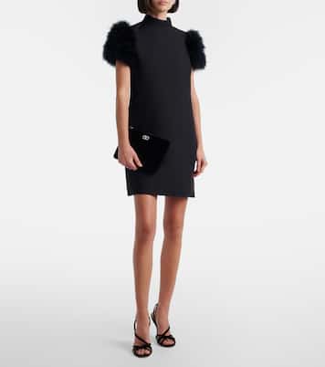 Clutch VLogo aus Samt mit Kristallen | Valentino Garavani