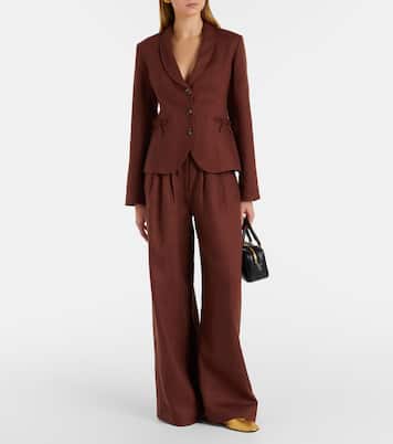 Parker high-rise linen wide-leg pants | Posse