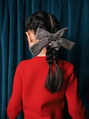 Prince of Wales check wool-blend scrunchie | Self-Portrait Kids