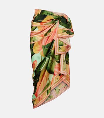 Anturium Leaves satin beach cover-up | Farm Rio