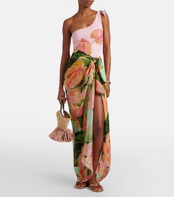 Anturium Leaves satin beach cover-up | Farm Rio