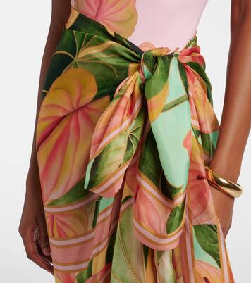 Anturium Leaves satin beach cover-up | Farm Rio