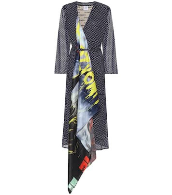 Robe portefeuille imprimée en mousseline et soie | Vetements