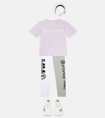 Logo cotton-blend leggings | MM6 Maison Margiela Kids