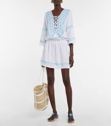 Martina cotton and linen embroidered minidress | Melissa Odabash